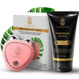 CLEOSKIN Kit Microcorriente EMS + Gel Conductor Pro-Juventud (150ml) con Seta Tremella y Aloe Vera – Reafirmante, Efecto Tensado Inmediato y Antiedad – Skincare