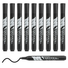 M&G Permanent Markers Round Tip, 10 Pack Quick Dry Waterproof Fiber Tip Pens for Paper, Glass, Plastic, Wood, Stone, Metal Surface, Black