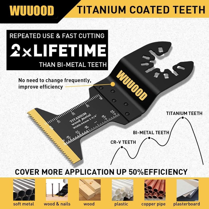 WUUOOD Titanium Oscillating Saw Blades,10PCS Universal Multitool Blades