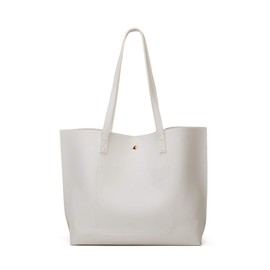 Dreubea Women's Soft Faux Leather Tote Shoulder Bag from, Big Capacity Tassel Handbag White New