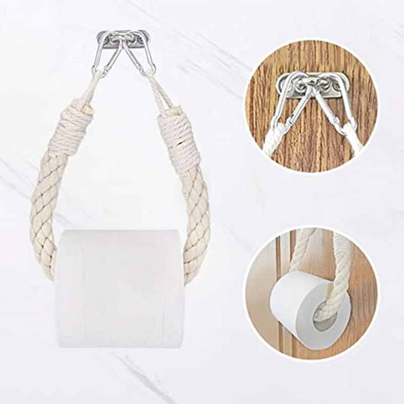 Uskerb Rope Toilet Roll & Towel Holder - Handmade Jute