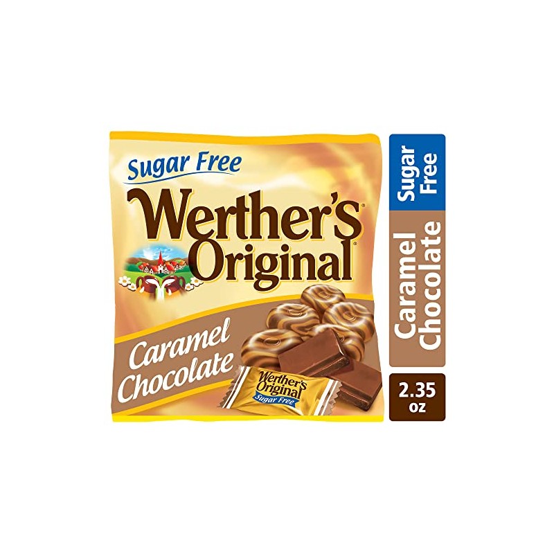 Werther's Original Hard Sugar Free Caramel Chocolate Candy, 2.35 Oz