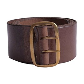 Battle-Merchant Simple Leather Belt with Brass Buckle, Brown or Dark Brown Approx. 135 x 4.5 cm Belt LARP Medieval Viking, black