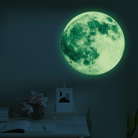 ZARROUEA Moon Wall Sticker, Stylish, Luminous Sticker, Luminous Sticker, Red, Green, Blue, Three Colors, Wall Sticker, Glowing Sticker, Stylish, Removable, Stylish, Nordic, Waterproof, Children's Room