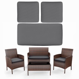 Pakunoda 3 Pack Outdoor Replacement Cushions, Fit for 4-Seater Wicker Rattan Patio Conversation Set, 36x18x3,18x18x3, Liner & Cover