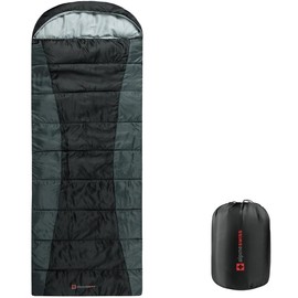 Alpine Swiss 0°C (32°F) Sleeping Bag Lightweight Waterproof with Compression Sack Adults All Seasons Camping Hiking Backpacking Travel Outdoor Indoor - Color: Black Gray, Specification: One Size