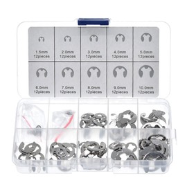 Stainless Steel E-Clips Set, 10 Sizes Circlips External Retaining Ring E Clips Assortment Kit, 120 Pieces