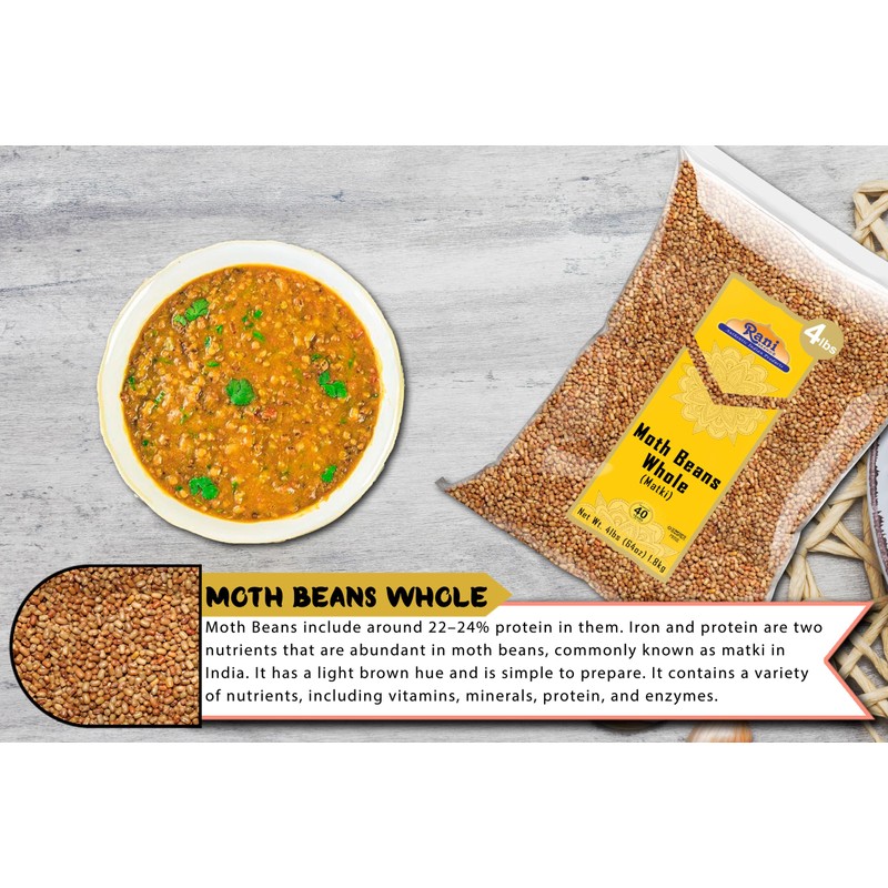 Rani Moth Beans Whole 64oz (4lbs) 1.81kg Bulk ~ All