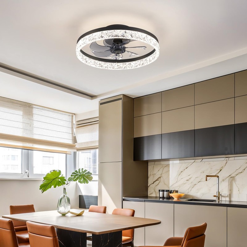 KDG 19.7" Low Profile LED Ceiling Fans with Light, Reversible