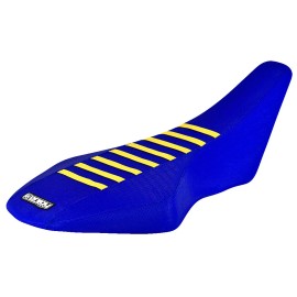 Suzuki LTR 450 Gripper Seat cover 2006 - 2011 Blue / Yellow Ribs Enjoy Mfg #194