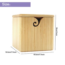 RoseFlower Wooden Yarn Bowl, Multifunctional Portable Handmade Yarn Storage Bowl with Removable Lid and Carved Holes for Knitting Crochet for Home and Sewing Fans 19.5 cm