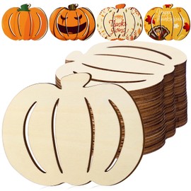 Blulu 24 Pcs Thanksgiving Hollow Wooden Pumpkin Cutouts Unfinished Wood Pumpkin Craft Fall Wood Pumpkin Decoration Wooden Ornament Fall Decor for DIY Painting Party Supplies(5 Inch)