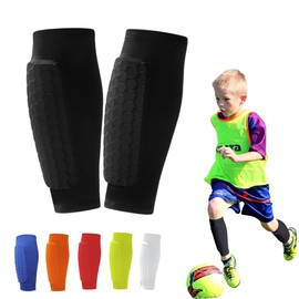 Soccer Shin Guards Pads for Youth Adult, Shin Defender Shin Guards Kids, Calf Compression Sleeve with Honeycomb Pads, Protective Soccer Shin Pads Gear for Boys, Girls