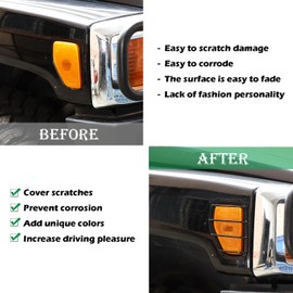 PIUGILH Turn Signal Light Grilles, 2 PCS Turn Side Signal Light Protect Guards Black Grille Cover Fit for Hummer H3 2005-2009, Car Lamp Frame Lamp Shade