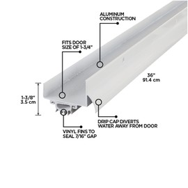 M-D Building Products 06403 36 in. White Aluminum U-Shape Screw-on Under Door Seal