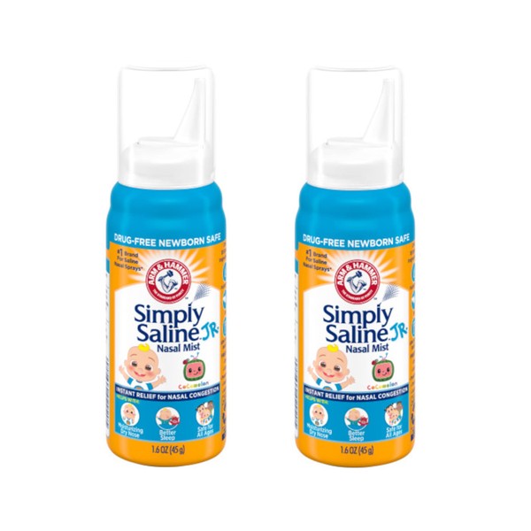 Simply Saline Sterile Saline Nasal Mist, Baby 1.6 fl oz (44 ml) (Pack of 2)