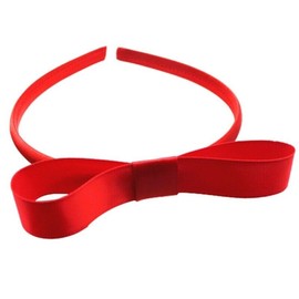 FATASH Red Satin Bow Headband, Snow White & Alice in Wonderland Inspired Hairband, Girl's Vintage Knot Matilda Accessory, Toddler Gift Hair Band