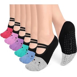 Pilates Grip Socks for Women Cat Design Cute Funny Grippy Socks for Yoga Barre and Fitness - Color: Color 17