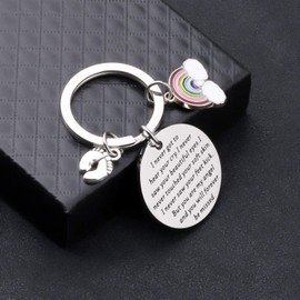 UJIMS Rainbow Baby Gift Miscarriage Charm Keychain But You Are My Angel And You Will Forever Be Missed Memorial Jewelry Gift for Her (Rainbow Baby Keychain)