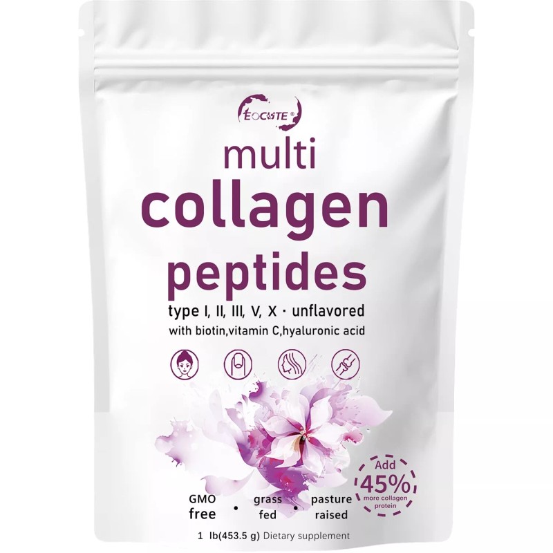 Eocute US Multi Collagen Peptides Powder-Hydroly - 2 lbs