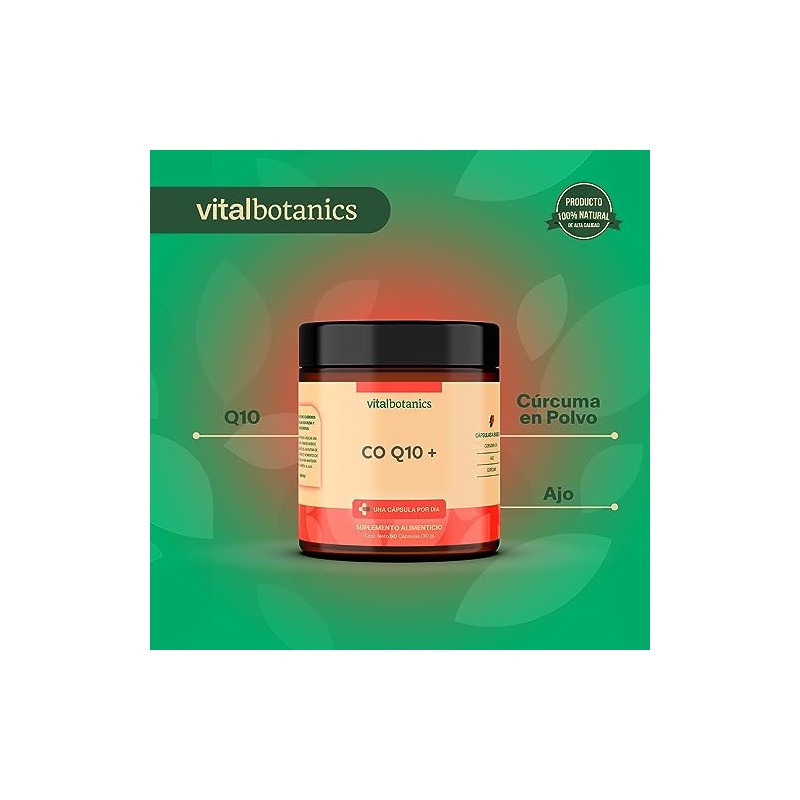 Vital Botanics CoQ10 Coenzima Q10 con Ajo y Cúrcuma