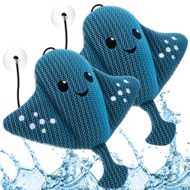 Peloni Manta Ray Hot Tub Scum Absorber - Reusable Stingray Floating Spa Sponge & Oil Remover with Optional Tether - Washable Devilfish Oil Absorbing Sponge for Jacuzzi, Pool, and Bath, 2-Pack