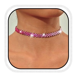 Reaky Choker Necklaces, Gold Rhinestone Necklace, Sparkling Necklaces, Jewelry for Women, /, /