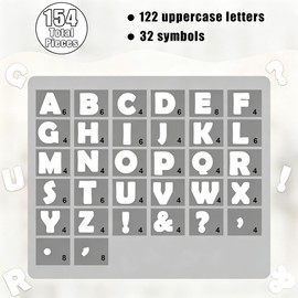 154 PCS 7" Bulletin Board Letters Classic White Classroom Decorations Large White Letters Combo Pack Set for Bulletin Board Display Home School Classroom Decor