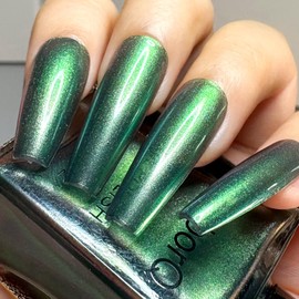 AILALUO Chrome Nail Polish Holographic Glitter Chameleon Nail Polish Shimmer Iridescent Green Nail Art Varnish (Blue Green, 15 ml)