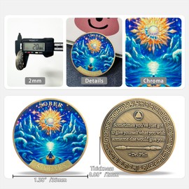 5 Year Sobriety Coin Gifts | Sun and Ice AA Chip Medallion with Inspirational Quote | Narcotics Alcoholics Anonymous Anniversary Sobriety Gifts for Men Women in Recovery