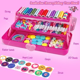 Hewaurorion Make Your Own Friendship Bracelet, Arts and Crafts for Children Aged 8-12 Years, DIY Jewellery Craft Sets Craft for Girls, Christmas Gifts for Children, Pink