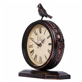 Auafanzy 8-Inch Antique Mantel Clocks for Living Room, Retro Table Metal Silent Clocks for Fireplace, Easy to Read Decorative Mantel Clocks with Top Bird for Bedroom, Office, Desktop (Roman Numerals)