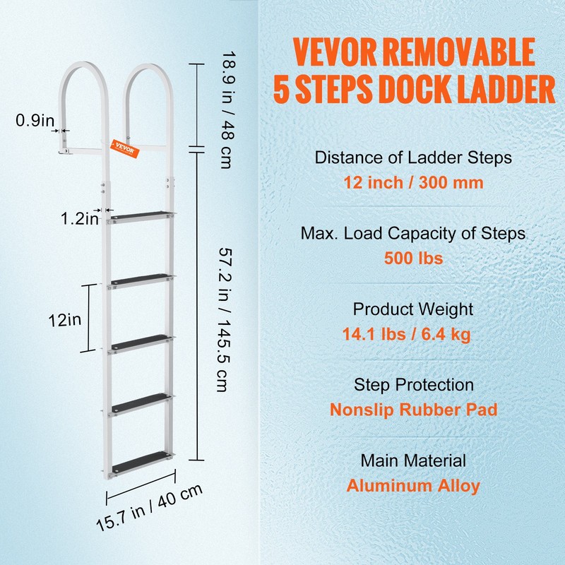 Dock Ladder, Easy to Install for Ship/Lake/Pool - 5 Steps