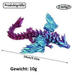 Pack of 2 3D Dragon, 3D Dragon, 3D Printed Dragon, Mysterious Moving Dragon Toy, 3D Printed Fantasy Dragon, Ideal for Christmas, Easter, Birthdays