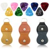 DLPRK 3 Pieces Leather Plectrum Holder Key Fob for Acoustic