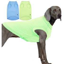 Sychien Dog Lightweight Shirt,Cool Solid Vest,Large Dog T-Shirts,Soft Pet Blank Summer Sun Shirts,Breathable Dogs Clothes,2 Pack,XL Blue Green
