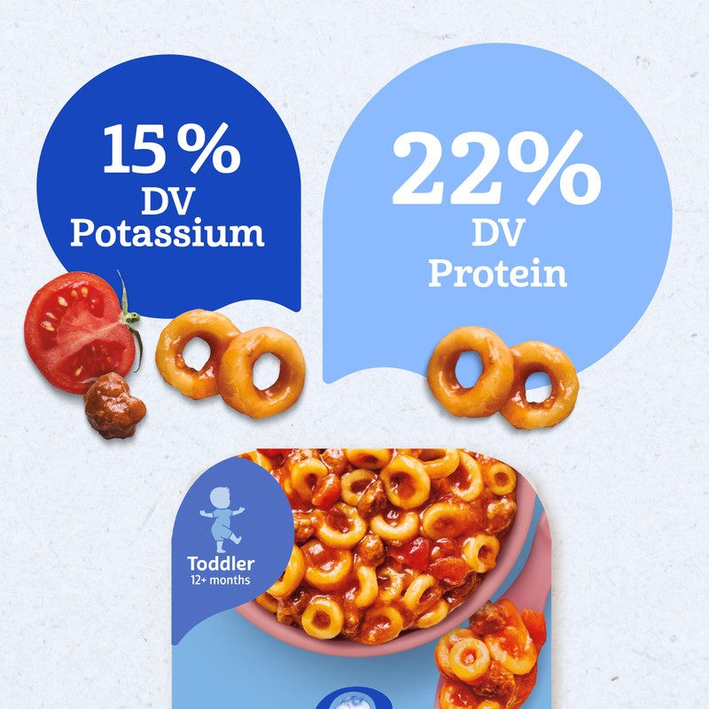 Gerber Toddler Food, Spaghetti Rings in Meat Sauce, Mealtime for