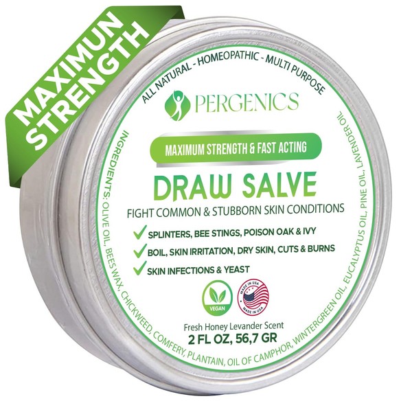 Pergenics Drawing Salve Ointment 2 oz, ingrown Hair Treatment, Boil & Cyst, Splinter Remover, Bug and Spider Bites, bee Sting, Mosquito bite Itch Relief, Poison Ivy