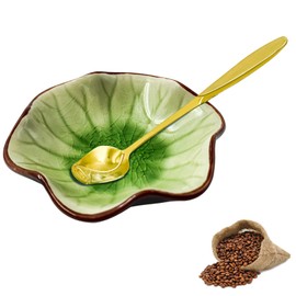 Coffee Spoon Rest, Ice Cracks Flower Small Spoon Holder for Stove Top, Teaspoon Rest for Kitchen Counter, ceramic utensil holder for Coffee Bar Accessories (Ice Cracks Emerald)