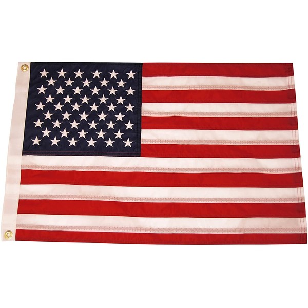 TAYLOR MADE PRODUCTS Sewn American Flag for Boats, 24" x 36", Marine-Grade Nylon, Fade Resistant, Brass Grommets, Embroidered Stars and Stripes, Flag only - 2020109197