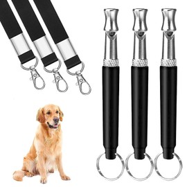 Dog Whistle,3Pcs Ultrasonic Dog Whistle for Dogs to Recall Training, Professional Adjustable Dog Whistles Training to Stop Barking Silent Control Neighbors Dog, with Black Lanyard（Black）