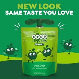 GoGo squeeZ No Sugar Added Applesauce and Fruit Puree, Apple, Strawberry, & Banana, 3.2 oz Pouches (Pack of 12), Fruit Snacks for Kids, Gluten Free, Nut Free, Recloseable Cap, BPA Free