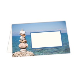 25 Maritime Blue White Seaside Stone Column Table Place Seat Card Tags, Name Card Signs Card for each Pen. Ideal for 18th 21st 30th 40th 50th 60th 70th 80th 90th Birthday, Wedding or Communion, Christening
