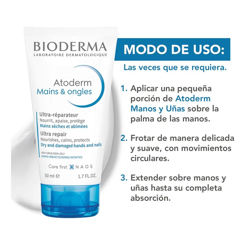 Bioderma Atoderm crema reparadora manos y uñas 50 ml hidrata
