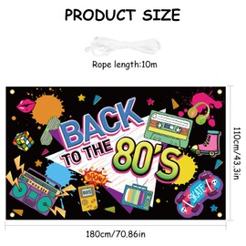 TOPJOWGA Back to the 80s Banner, 80s Party Decorations, 80s Party Banner Background, 80s Retro Hip Hop Decoration, 1980s Disco Party Background Birthday Decoration