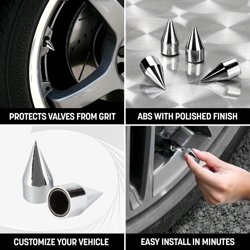 Pilot Automotive Pilot IP-2049 Spiked Chrome Finished Valve Caps, 1