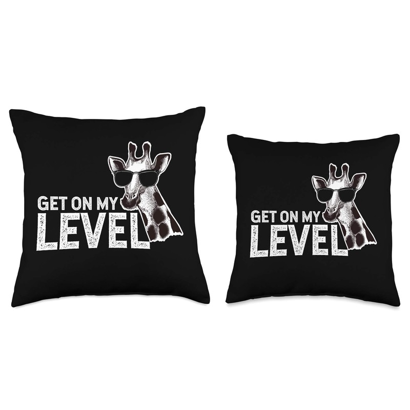 Funny Giraffe Get On My Level Throw Pillow