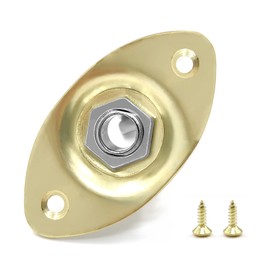 Musiin Serrated 1/4" Oval LP Guitar Output Jack Plate Input Socket with Screws, Compatible with Les paul Electric Guitar (Gold)