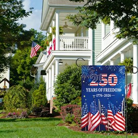 Wodison 250th Anniversary Garden Flag 12x18 Inch Burlap，Freedom Yard Sign 4th of July Double-Sided 1776-2026 Commemorative Yard Flag Patriotic Outdoor Decoration