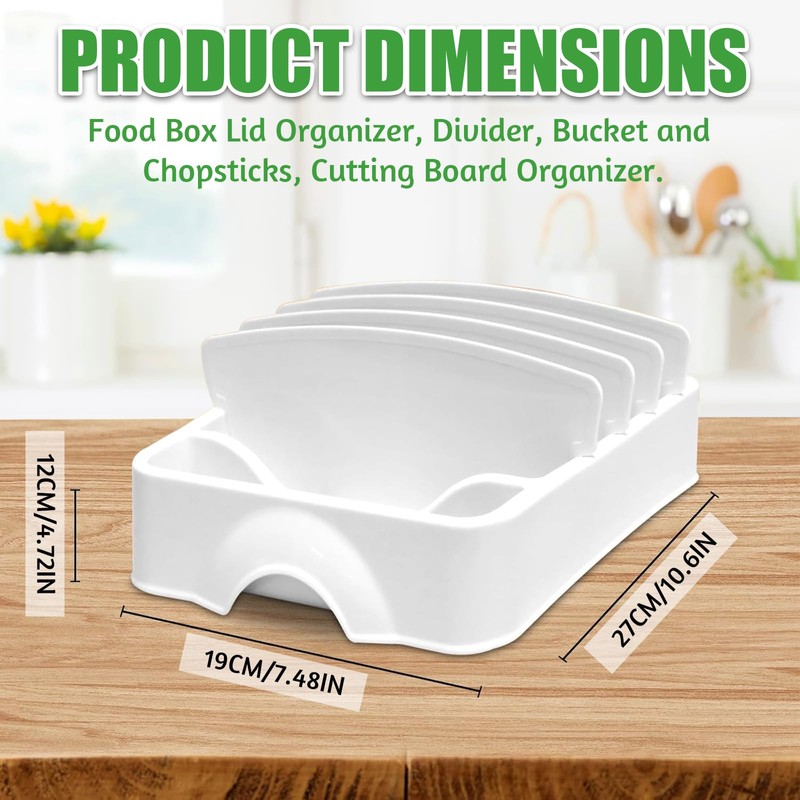 Lid Organizer with 4 Adjustable Dividers, Fits Deep Cabinets &